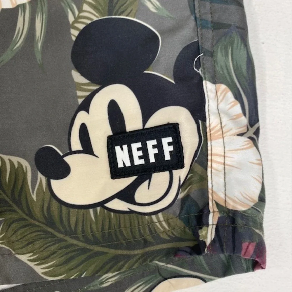 Neff‎ Disney Mickey Mouse Floral Swim Trunks Shorts Gray S